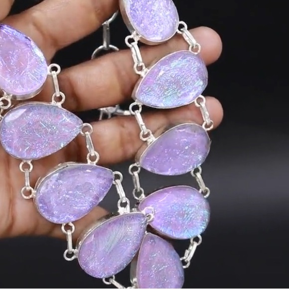 Pink Australian Triplet Opal Necklace! 925 Sterling Silver Stamped! - Picture 8 of 16